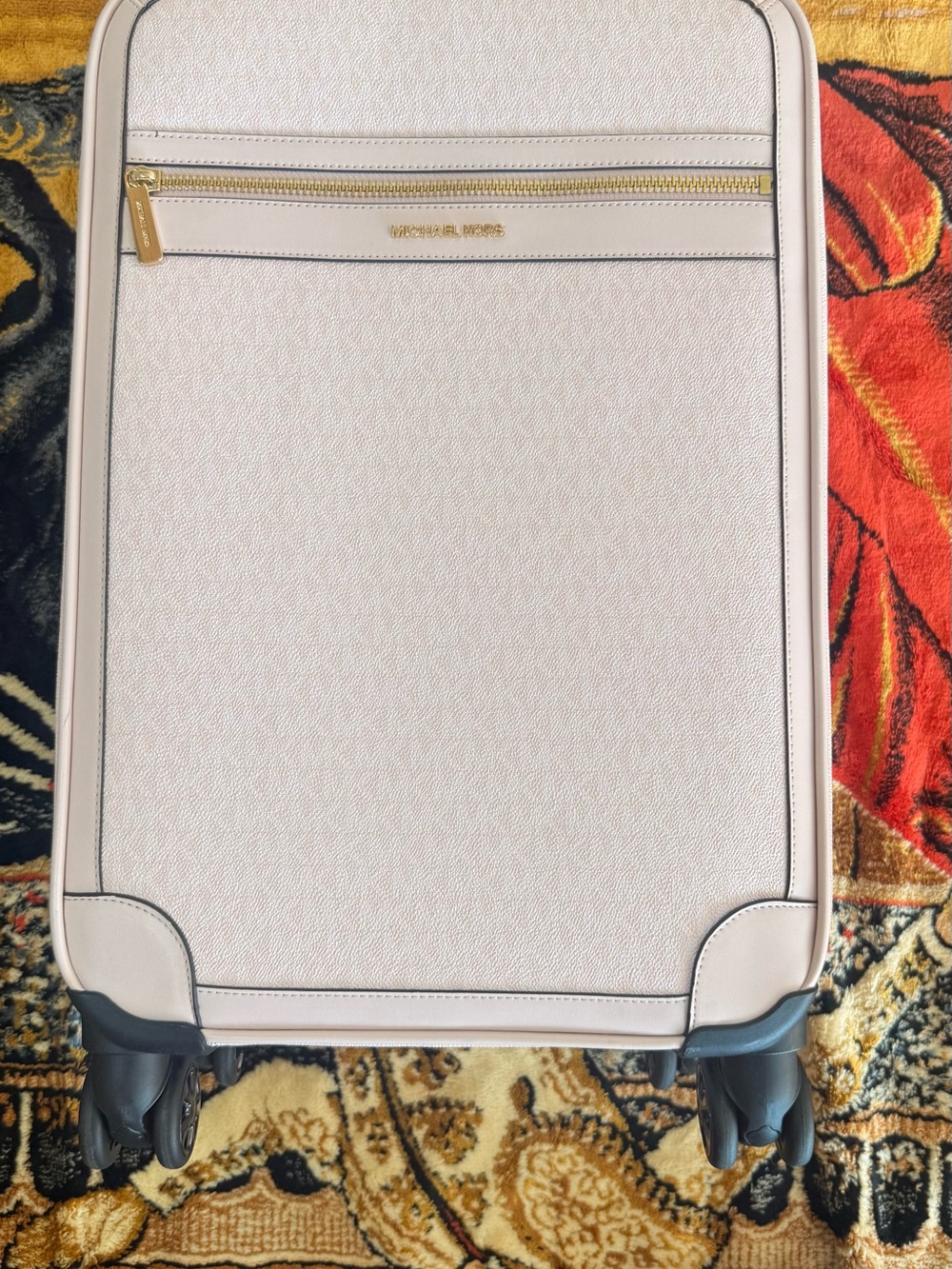 Michael Kors Soft Ivory Rolling Carry-On with Gold Accents